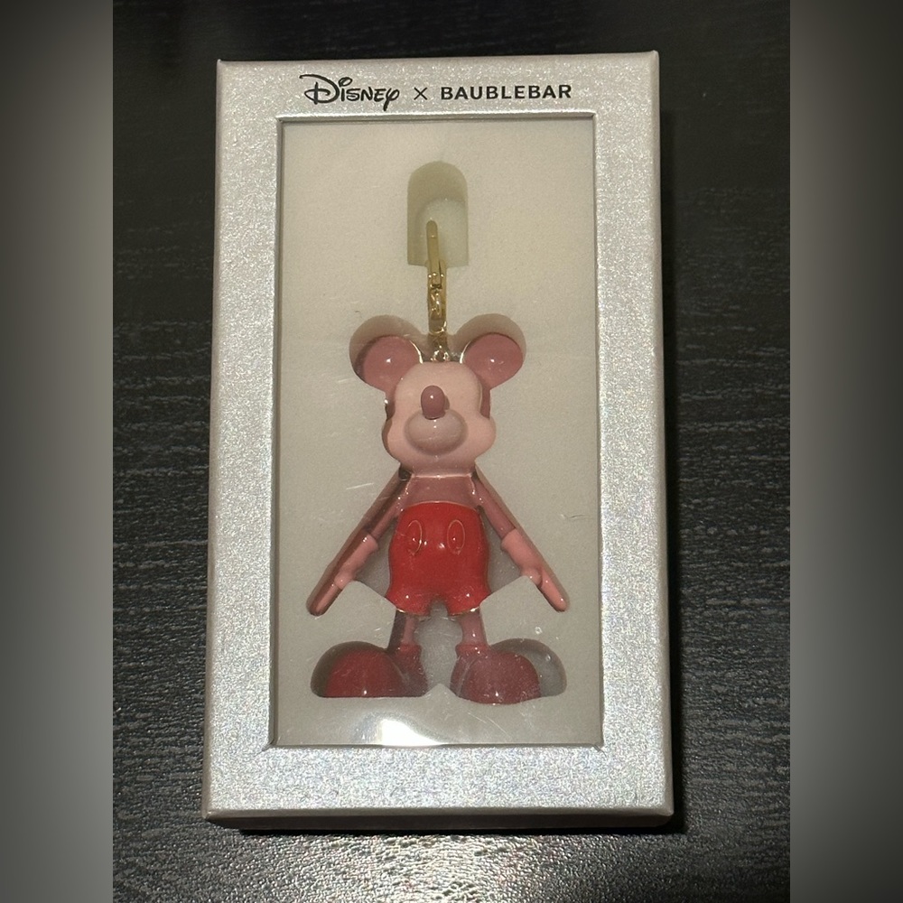 new BaubleBar disney mickey mouse keychain metal pink coral purple mauve enamel